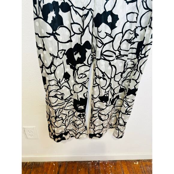 RONNY KOBO Black White Floral Printed Beachy Front Zip Button Fly Trouser Size 6 - Picture 8 of 14